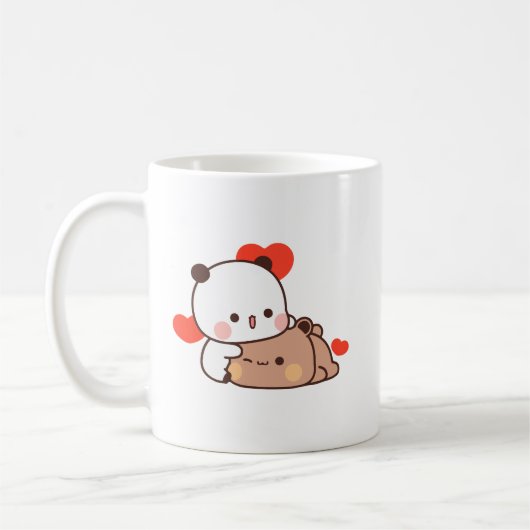 Niedliches Panda-Bärenpaar, Bubu und dudu-Liebe Kaffeetasse (Links)