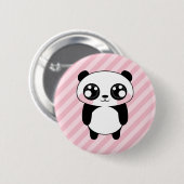 Niedliches Panda-Bärn-Rosa Stripes Hintergrund Button (Vorne & Hinten)