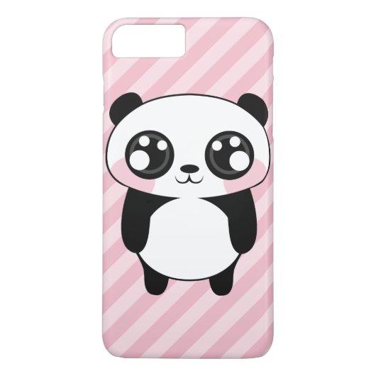 Niedliches Panda-Bärn-Rosa Stripes Hintergrund Case-Mate iPhone Hülle (Rückseite)