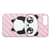 Niedliches Panda-Bärn-Rosa Stripes Hintergrund Case-Mate iPhone Hülle (Rückseite (Horizontal))