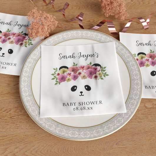 Niedliches Panda Bear Girl Babyduschpapier Napkins Serviette