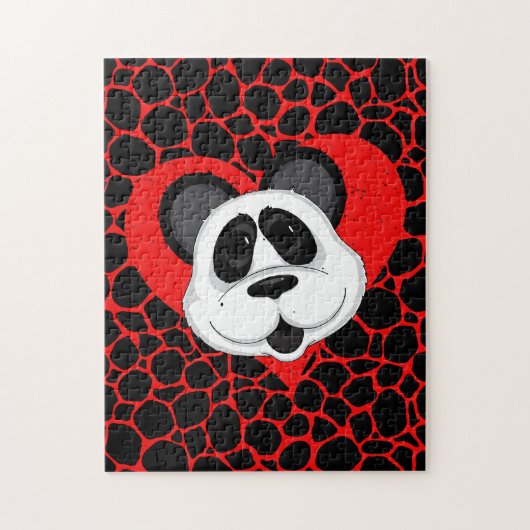 Niedliches Panda Bear Liebe Herz Puzzle (Vertikal)