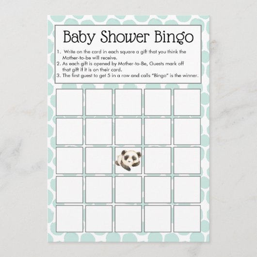 Niedliches Panda Bears Baby Dusche Bingo Spiel Einladung (Vorderseite)