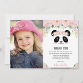 Niedliches Panda Birthday Party Foto Danke Karte (Vorderseite)