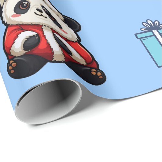Niedliches Panda Birthday Wrapping Paper Geschenkpapier (Rolleneckpunkt)