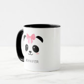 Niedliches Panda Gesicht rosa Band personalisiert Tasse (Vorderseite Links)