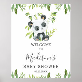 Niedliches Panda Greenery Baby Dusche Neutral Will Poster