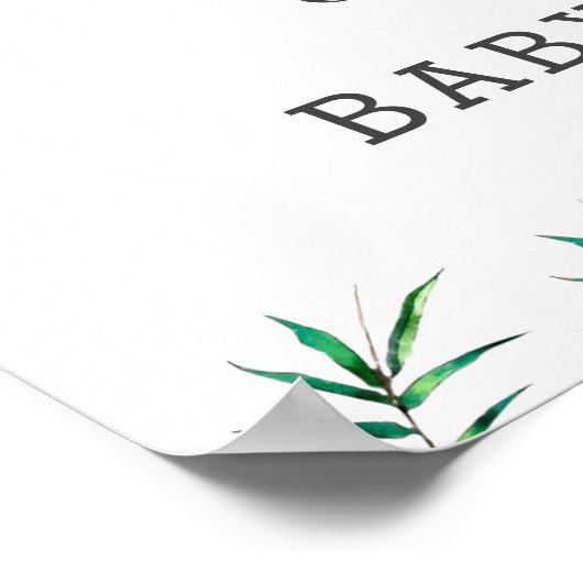 Niedliches Panda Greenery Baby Dusche Neutral Will Poster (Ecke)