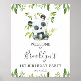 Niedliches Panda Greenery Geburtstagsparty Neutral Poster