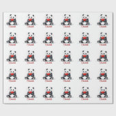 Niedliches Panda Holding Heart mit individualisier Geschenkpapier (Flach)