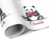 Niedliches Panda Holding Heart mit individualisier Geschenkpapier (Rolleneckpunkt)