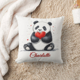 Niedliches Panda Holding Heart mit individualisier Kissen