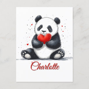 Niedliches Panda Holding Heart mit individualisier Postkarte