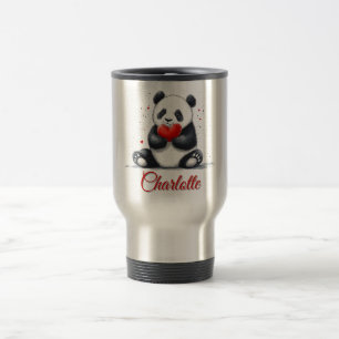 Niedliches Panda Holding Heart mit individualisier Reisebecher