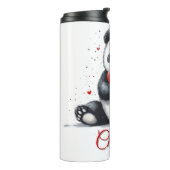 Niedliches Panda Holding Heart mit individualisier Thermosbecher (Nach links gedreht)