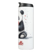 Niedliches Panda Holding Heart mit individualisier Thermosbecher (Nach rechts gedreht)