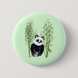 Niedliches Panda im Bambusknopf Button