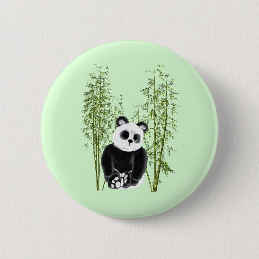 Niedliches Panda im Bambusknopf Button (Vorderseite)
