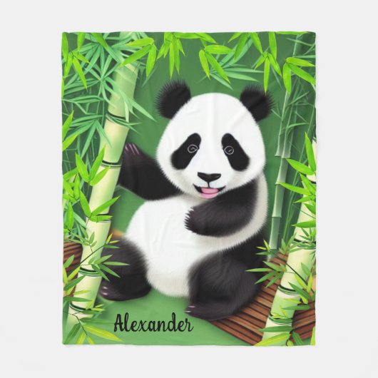 Niedliches Panda im Bambuswald Fleecedecke (Vorderseite)