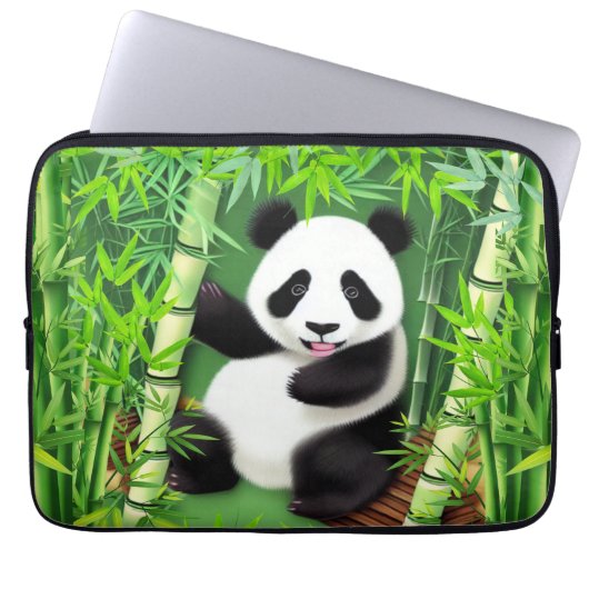 Niedliches Panda im Bambuswald Laptopschutzhülle (Vorderseite)