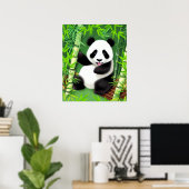 Niedliches Panda im Bambuswald Poster (Heimbüro)
