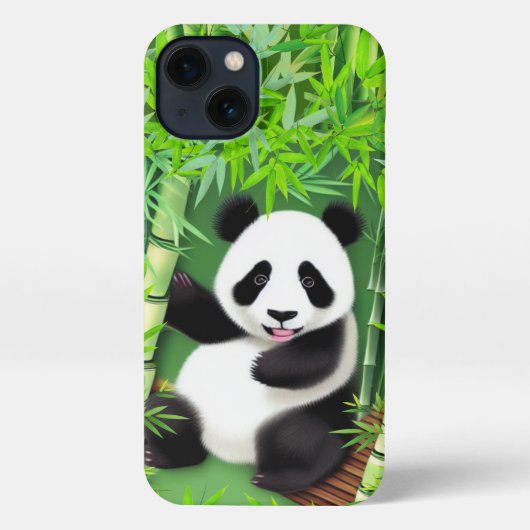 Niedliches Panda in Bamboo Forest iPhone 13 Fall iPhone Hülle (Rückseite)