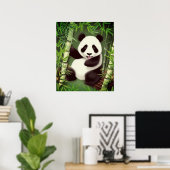 Niedliches Panda in Bamboo Forest Poster (Heimbüro)