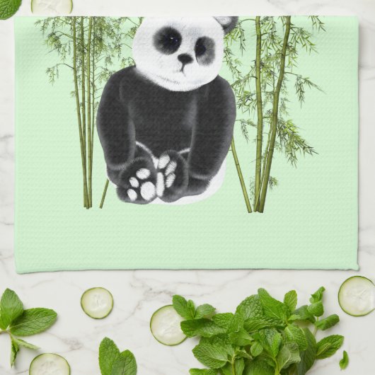 Niedliches Panda in Bamboo Geschirrtuch (Gefaltet)