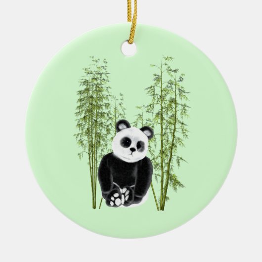 Niedliches Panda in Bamboo Keramik Ornament (Vorne)