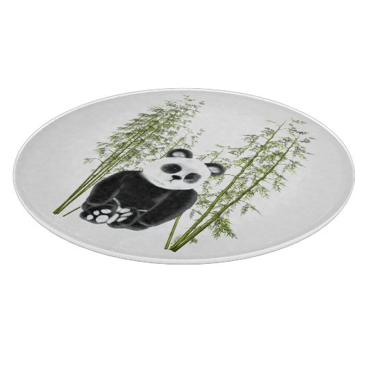 Niedliches Panda in Bamboo Schneidebrett (Ecke)