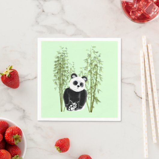 Niedliches Panda in Bamboo Serviette (Beispiel)