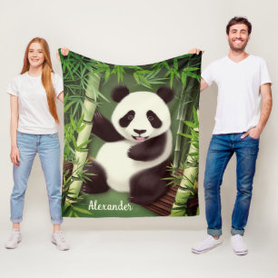 Niedliches Panda in einem Bambuswald Vlies-Decken Fleecedecke