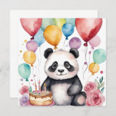 Niedliches Panda mit Ballonkarte (Vorne/Hinten)