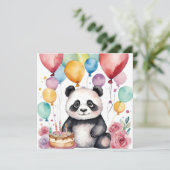 Niedliches Panda mit Ballonkarte (Stehend Vorderseite)