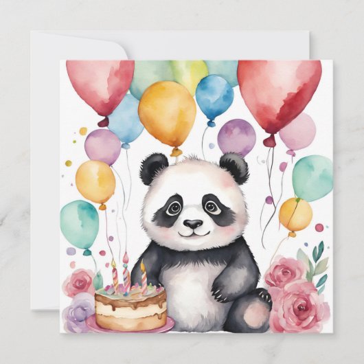 Niedliches Panda mit Ballonkarte (Vorderseite)