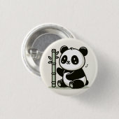 Niedliches Panda mit Bambuskunst Button (Vorne & Hinten)