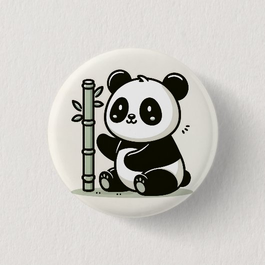 Niedliches Panda mit Bambuskunst Button (Vorderseite)