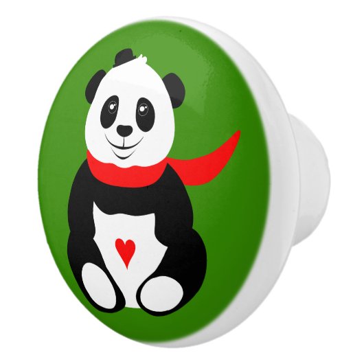 Niedliches Panda mit British Bowler Hat und Red Sc Keramikknauf (Rechts)