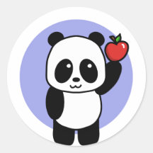 Niedliches Panda mit einem hellen roten Apple