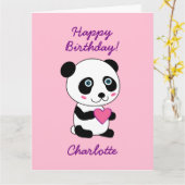 Niedliches Panda mit Herz-Kindergeburtstag Persona Karte (Gelbe Blume)