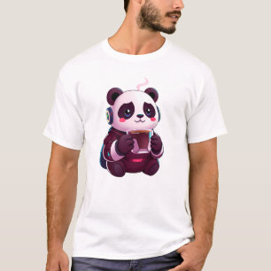 Niedliches Panda mit Kaffee T-Shirt