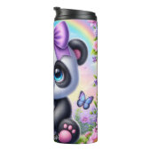 Niedliches Panda mit Lila Bow und Schmetterlingen Thermosbecher (Nach rechts gedreht)