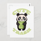 Niedliches Panda mit Mülleimer Postkarte (Vorne/Hinten)