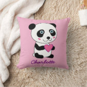 Niedliches Panda mit Personalisiertem rosa Herznam Kissen (Decke)