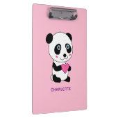 Niedliches Panda mit Personalisiertem rosa Herznam Klemmbrett (Rechts)