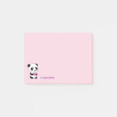 Niedliches Panda mit Personalisiertem rosa Herznam Post-it Klebezettel (Vorderseite)