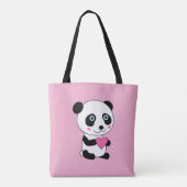 Niedliches Panda mit Personalisiertem rosa Herznam Tasche (Rückseite)