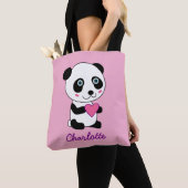 Niedliches Panda mit Personalisiertem rosa Herznam Tasche (Von Nahem)