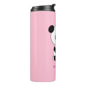 Niedliches Panda mit Personalisiertem rosa Herznam Thermosbecher (Nach links gedreht)