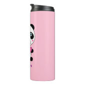 Niedliches Panda mit Personalisiertem rosa Herznam Thermosbecher (Nach rechts gedreht)
